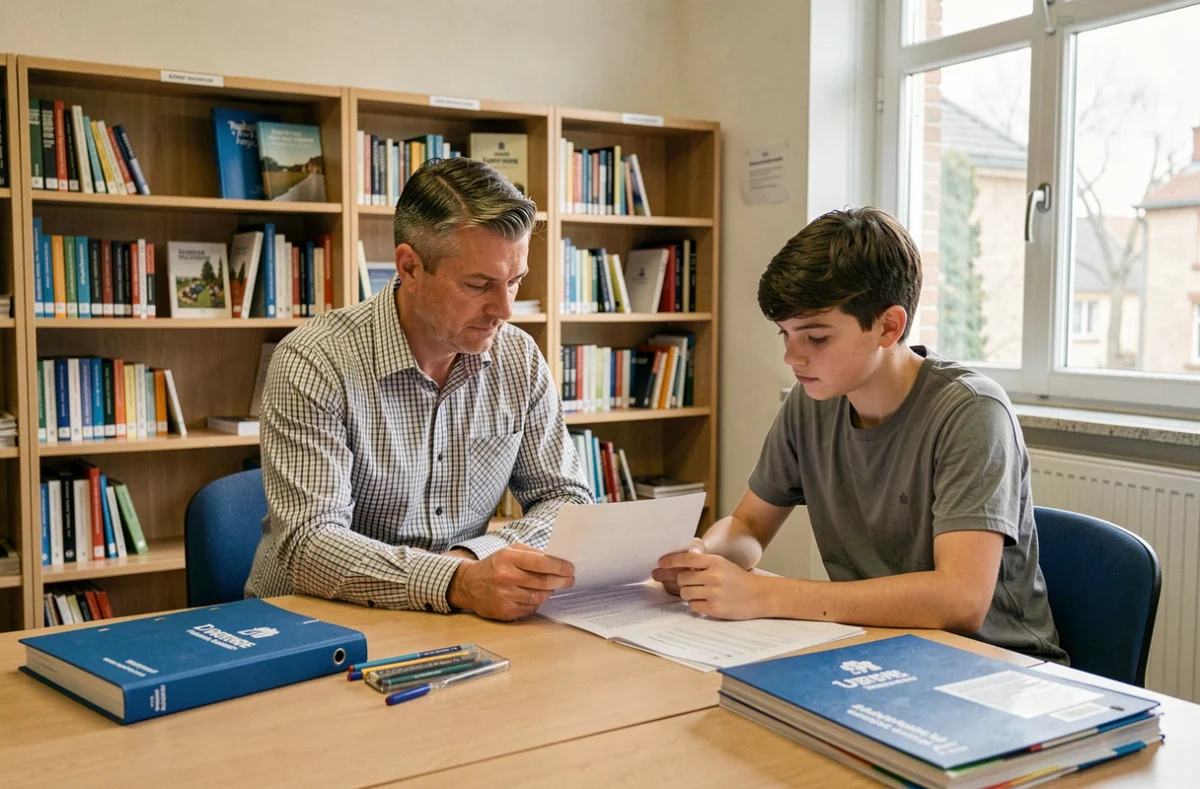 Professeur particulier Anacours dans un centre scolaire des Hauts-de-France travaillant avec un lycéen sur ses révisions