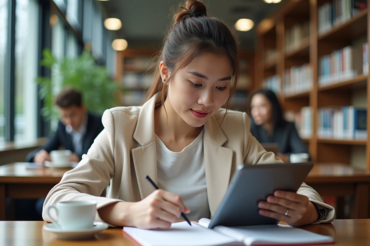 Étudiante pion organisant son planning entre ses cours universitaires et ses heures de surveillance en collège