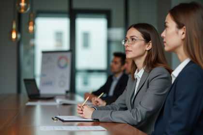 Femme attentive prenant des notes lors d'une formation professionnelle