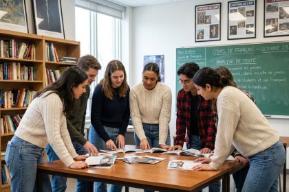 Groupe de jeunes adultes en salle de classe pour formation
