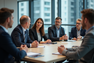 Groupe de professionnels en réunion de travail