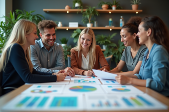 Groupe de professionnels en réunion d'affaires collaboration