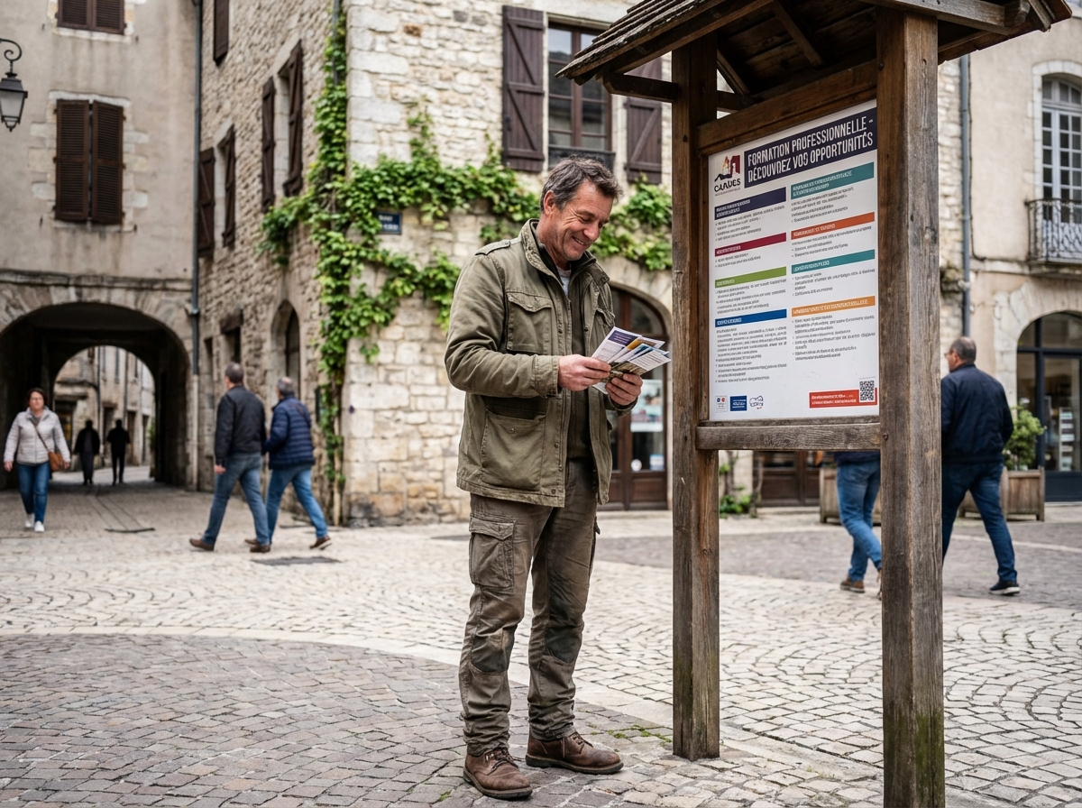 Homme en randonnée devant un panneau d