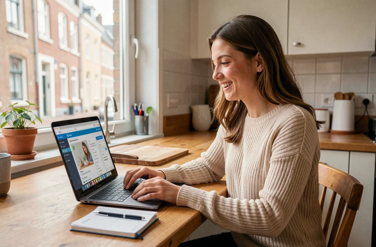 Professeure particulière indépendante utilisant la plateforme Superprof depuis son appartement à Lille